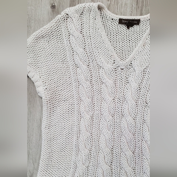 Tommy Bahama Women's White Cotton Short Sleeve Cable Knit Sweater Top Size Small - Picture 5 of 9